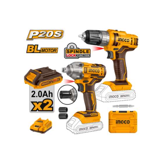 Ingco COSLI230702 20V 2PCS LI-ION Cordless  Combo Kit