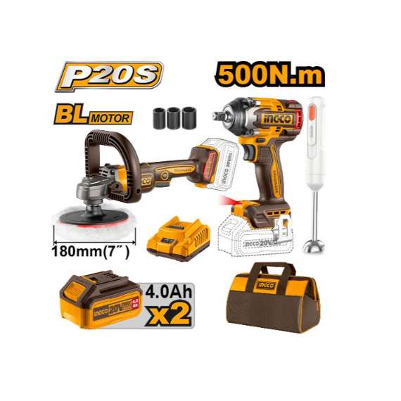 Ingco COSLI240686 20V LI-ION Cordless 3 PCS Combo Kit