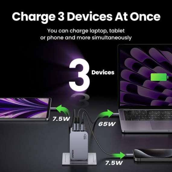 UGREEN Nexode Pro 100W 3 Port GaN Fast Charger, 2 image