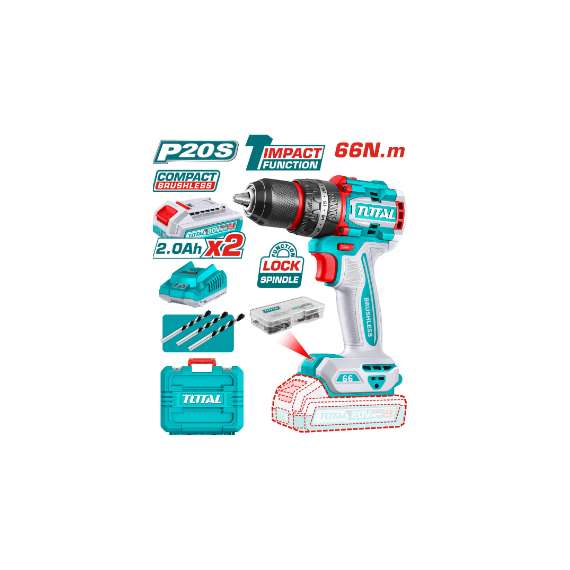 Total TIDLI20668 20V Compact Brushless Cordless Impact Drill