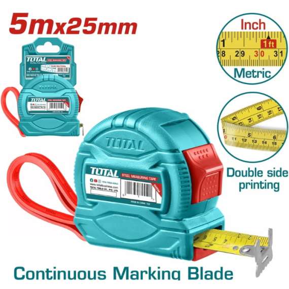 Total TMT34525 5mx25mm Steel measuring tape