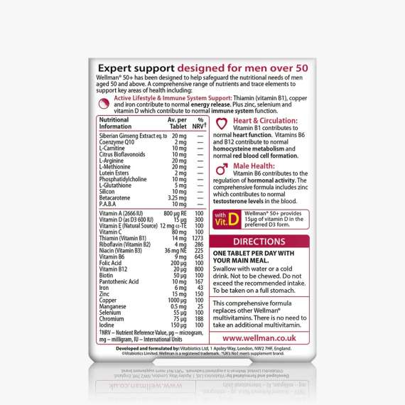 Vitabiotics Wellman 50+ 30Tablets Supplement, 2 image