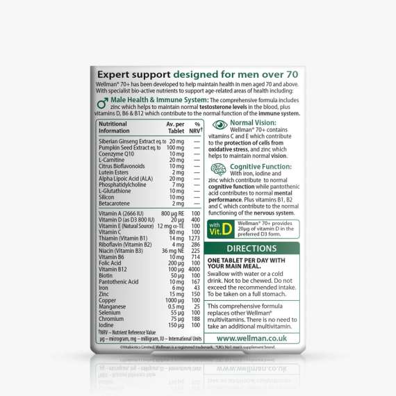 Vitabiotics Wellman 70+ 30Tablets Supplement, 2 image