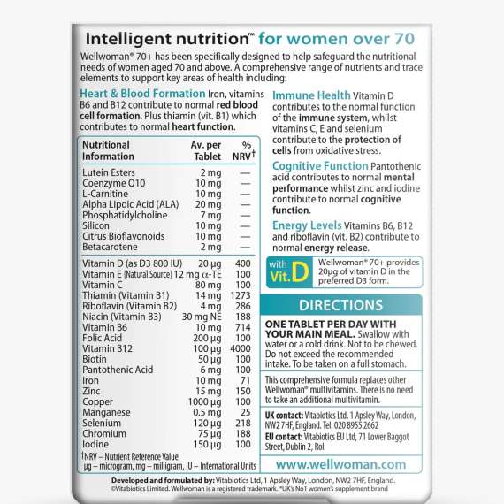 Vitabiotics Wellwoman 70+ 30Tablets Supplement, 2 image