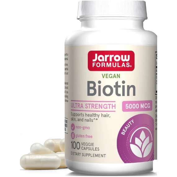Jarrow Biotin Supplement 5000mcg 100 Vegetable Capsule Supplement