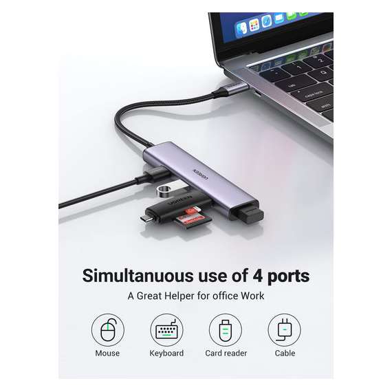UGREEN USB-C to 4 USB 3.0 Hub, 2 image