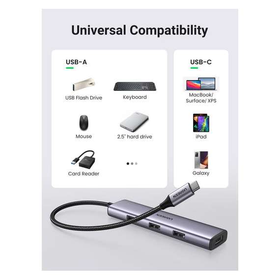 UGREEN USB-C to 4 USB 3.0 Hub, 3 image
