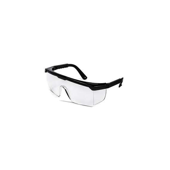 Clear safety goggles with black frame & clear lens