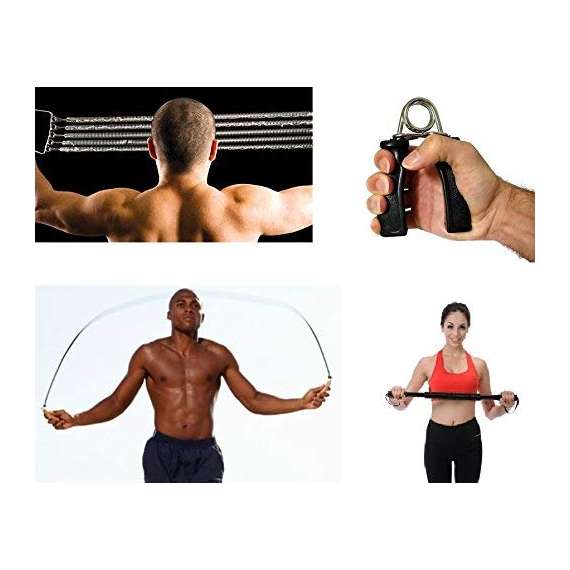 4-Way Training Set (2 Hand Grip, Skipping Rope, Bender & Chestpull), 4 image