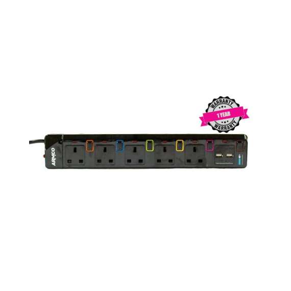 Armco AEE-5WAYB-USB2B 5 Way Extension Socket
