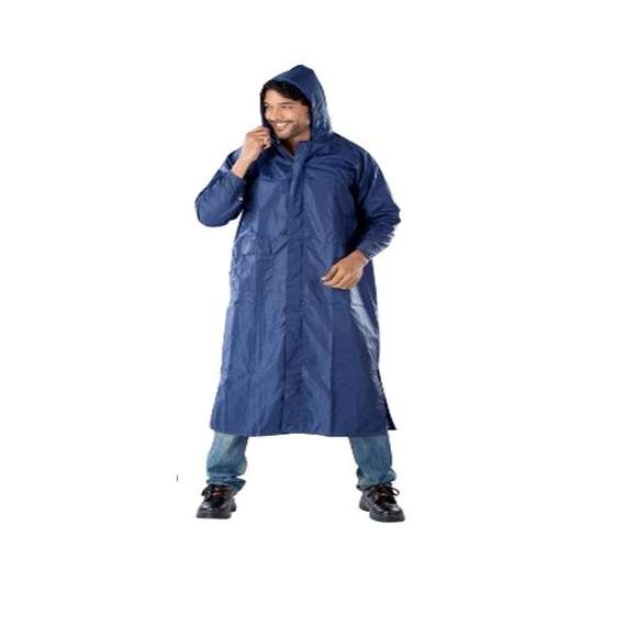 Plain Navy Blue Rain Coat, 2 image